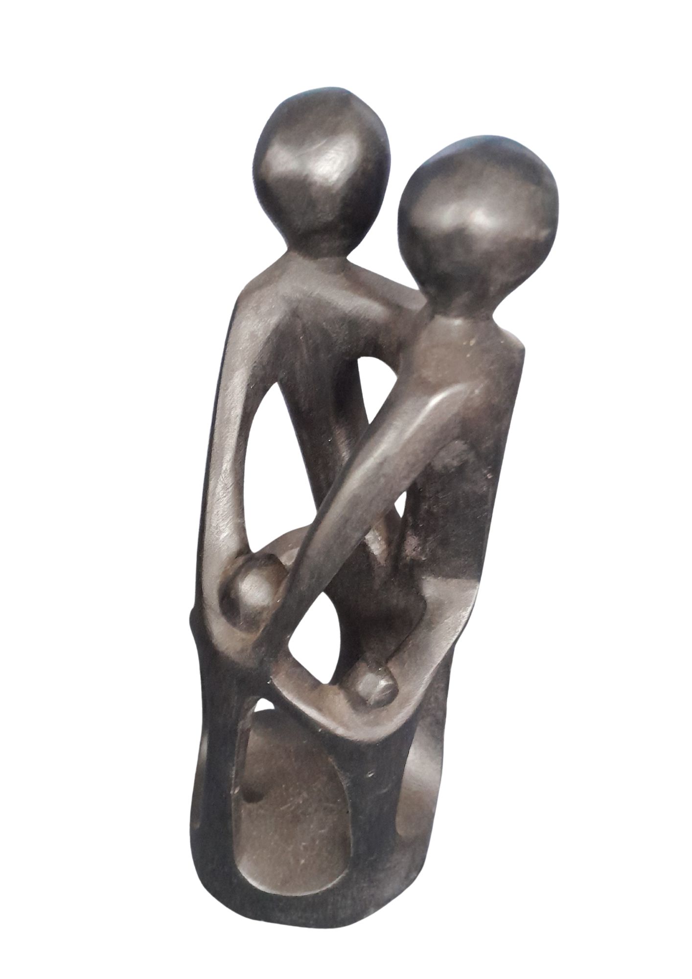 Abstract Carved Stone Sculpture of Embracing Figures