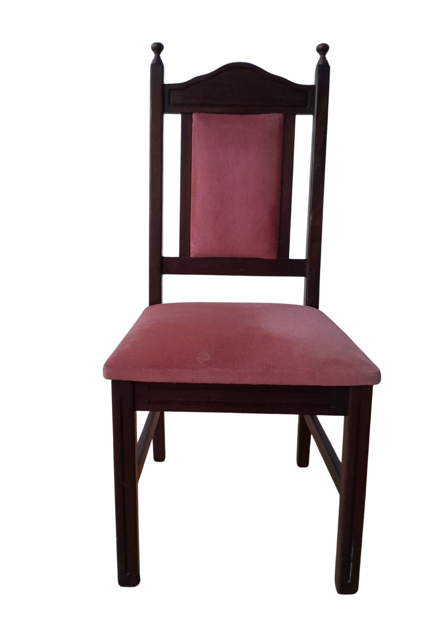 Vintage Mahogany Dining Chair with Rose Velvet Upholstery