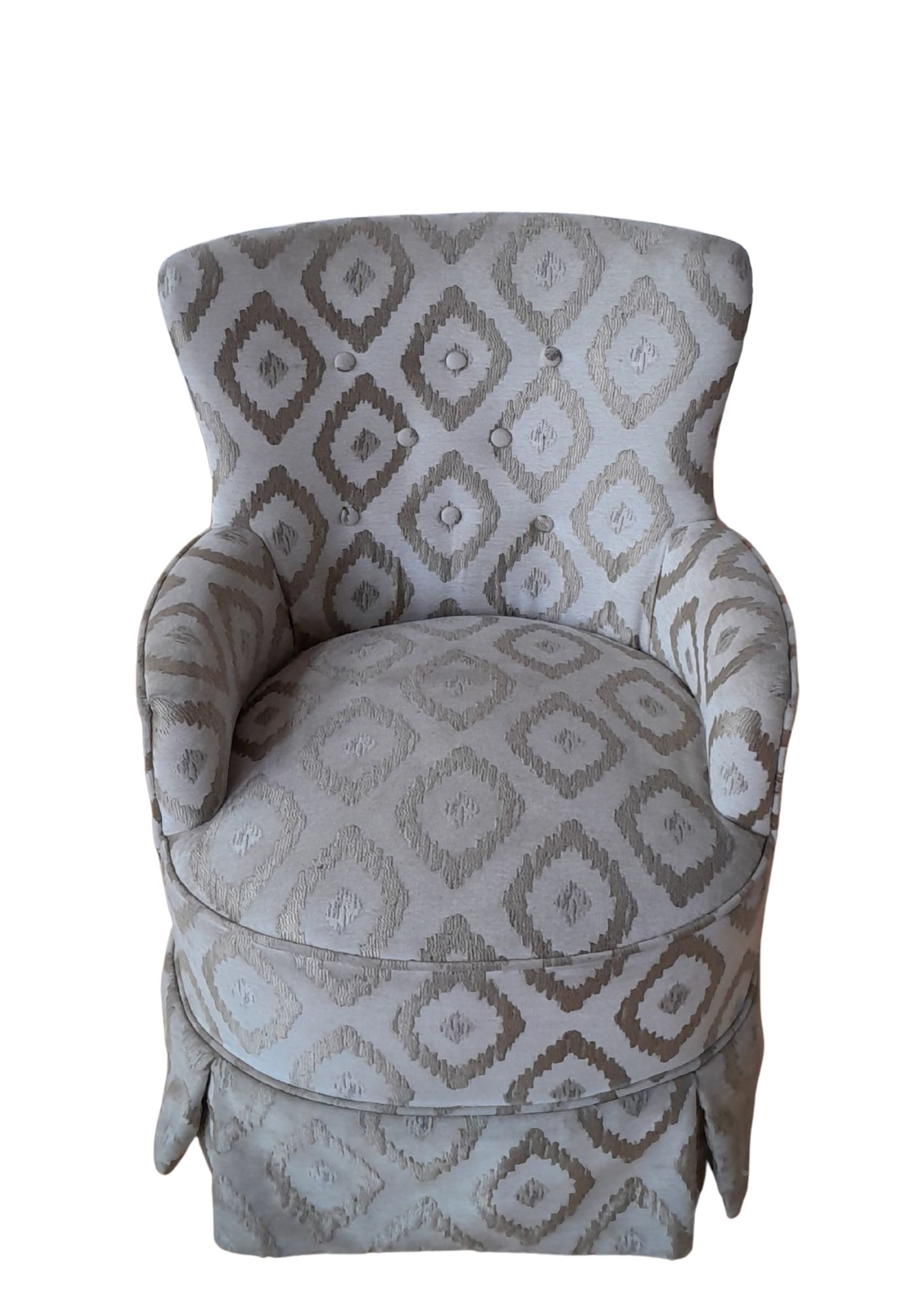 Upholstered Tub-Back Occasional Chair in Textured Geometric Fabric