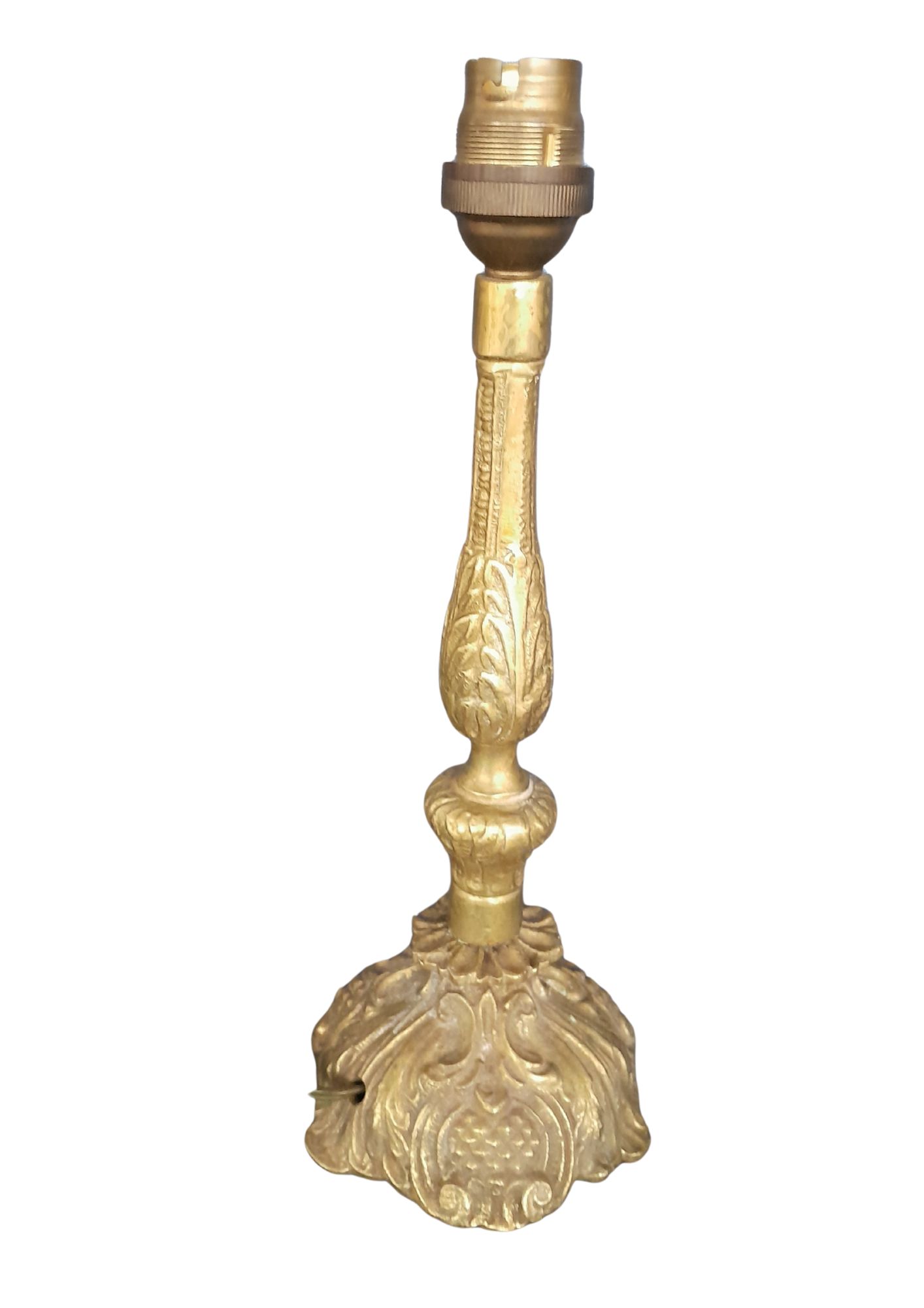 Vintage Ornate Cast Metal Lamp Base Ã¢â‚¬â€œ Gilded Rococo Style