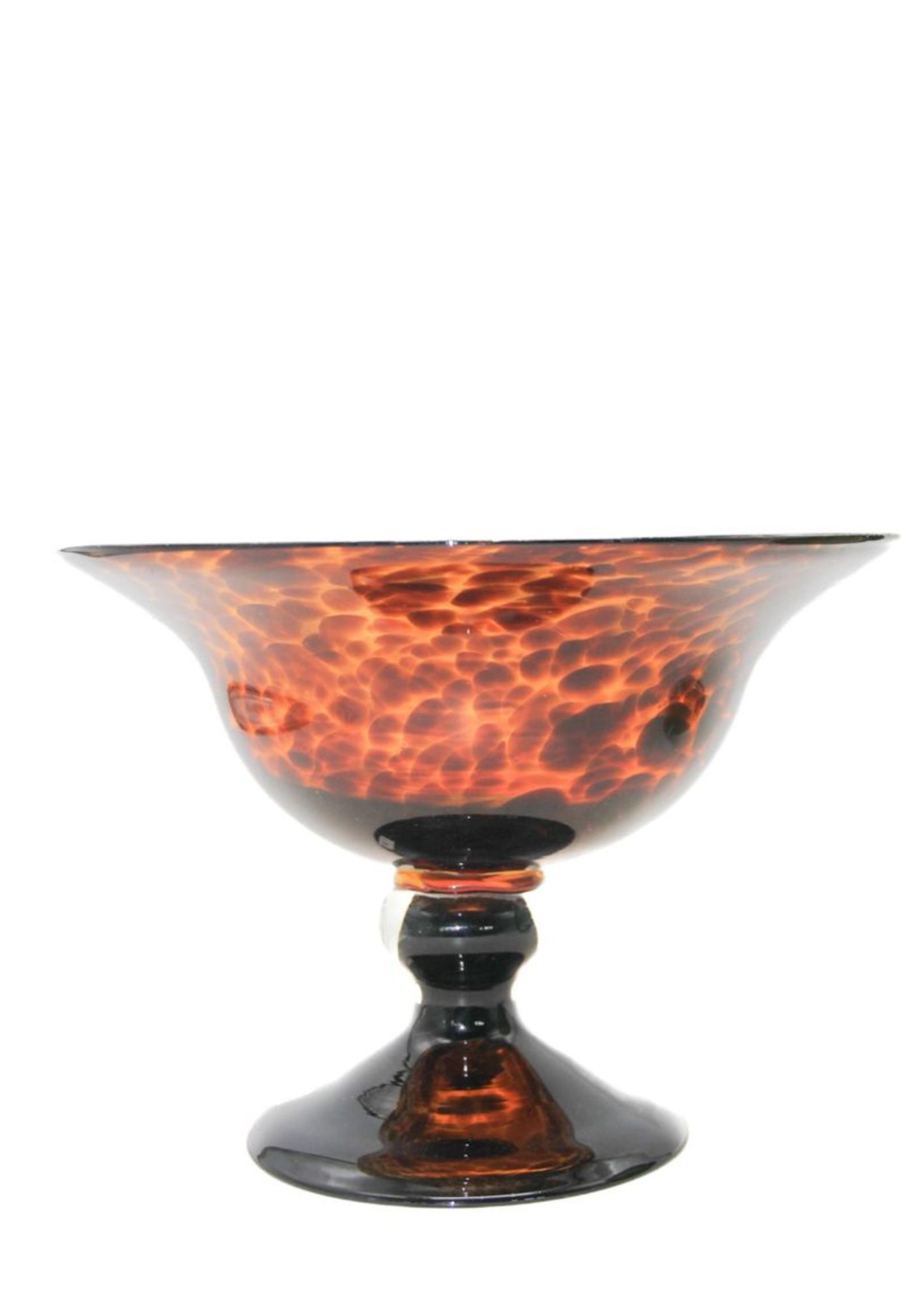 Murano-Style Amber Candy Bowl on Pedestal