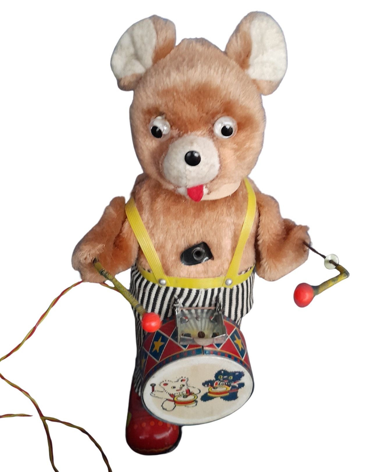 Vintage Battery-Operated Plush Drumming Bear Toy