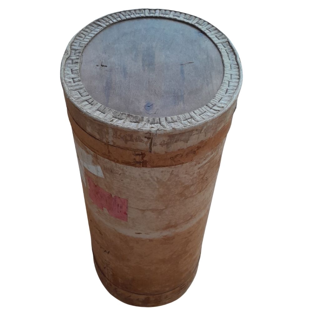 Tall Vintage Fibre Shipping Drum / Hat Box
