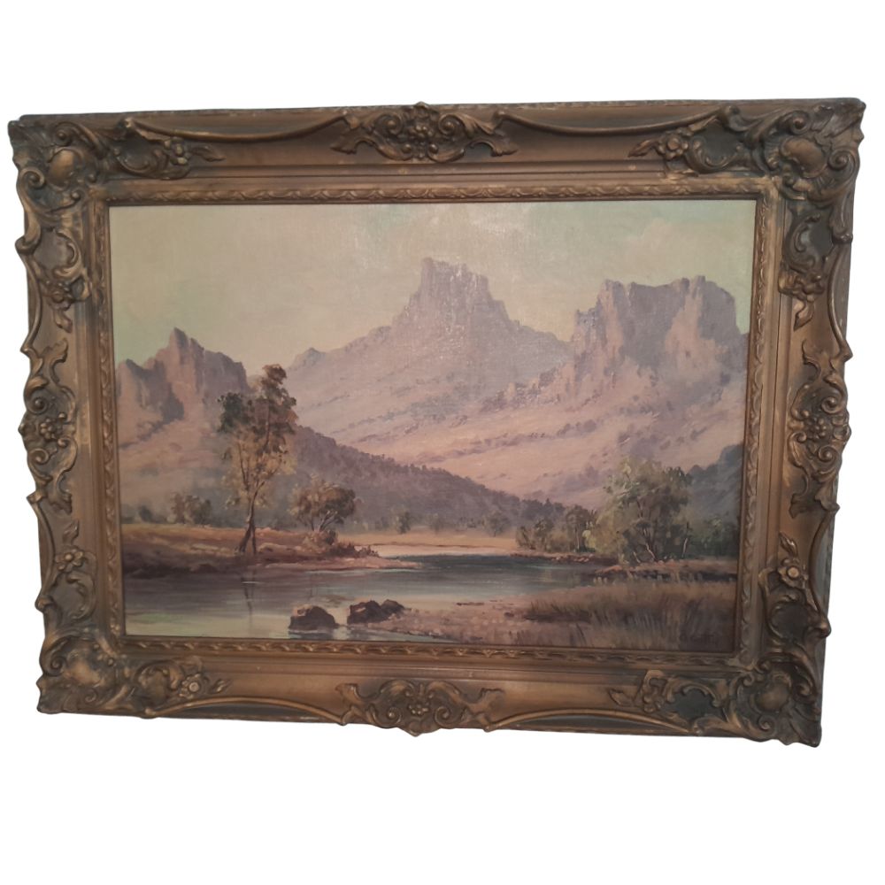 Mountain Landscape with River by G. Catty (Giuseppe Cataruzza, 1914–1994)