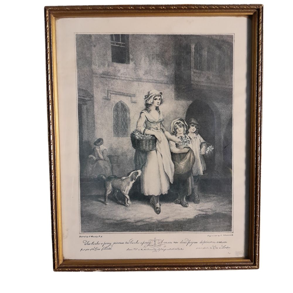 Antique Framed Engraving Ã¢â‚¬â€œ Ã¢â‚¬Å“Primrose SellersÃ¢â‚¬Â, ca. 19th Century