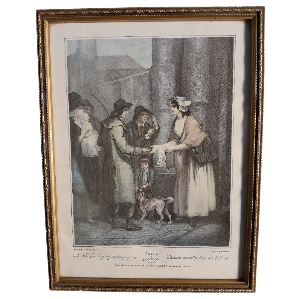 Cries of London (1796) Ã¢â‚¬â€œ Ã¢â‚¬Å“Chanson Nouvelles Deux a la Douce LanceÃ¢â‚¬Â Ã¢â‚¬â€œ Framed Colour Engraving