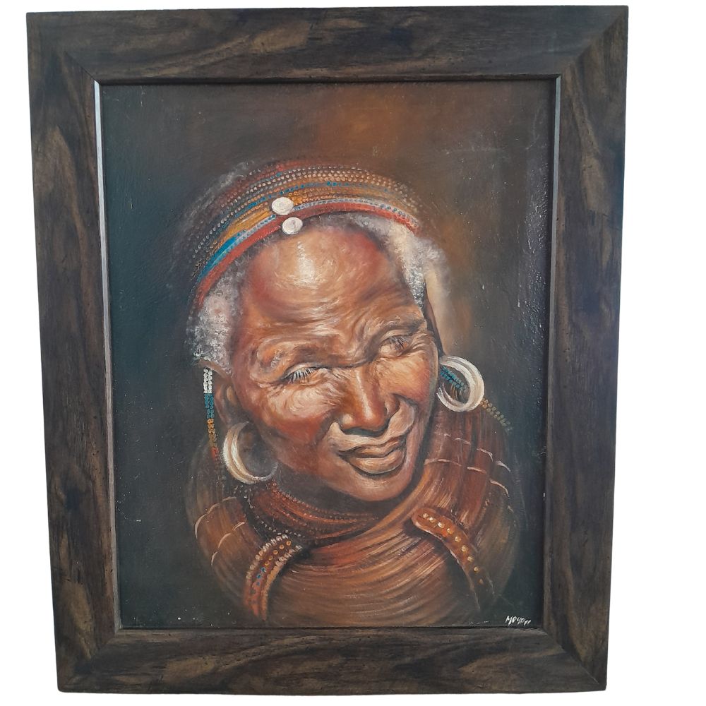 Portrait of an Elderly African Woman Ã¢â‚¬â€œ Signed Ã¢â‚¬Å“MoyoÃ¢â‚¬Â